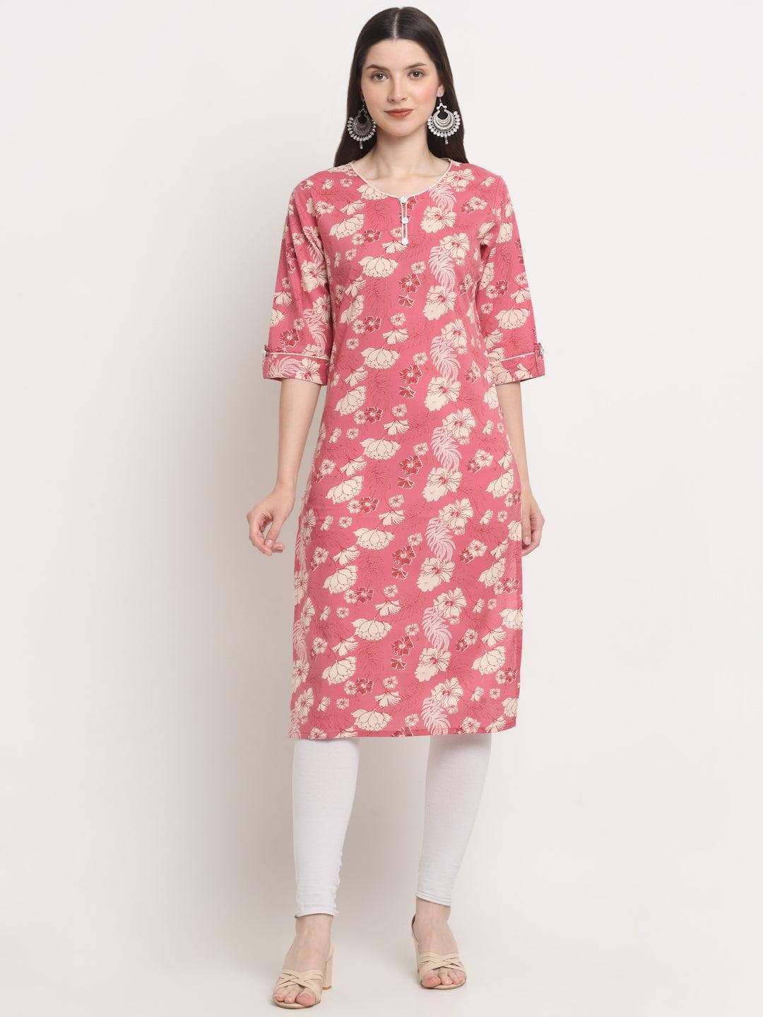 Elegant Floral Cotton Kurti for Women